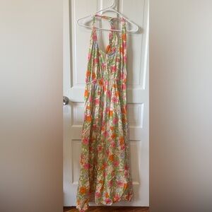 Floral Halter Neck Maxi Dress